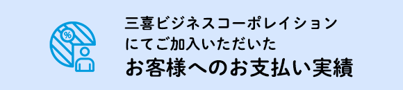 タイトル：三喜ビジネスコーポレイションにてご加入いただいたお客様へのお支払い実績